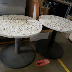 (2) Patio Tables With Stand, 34"D Stone Top