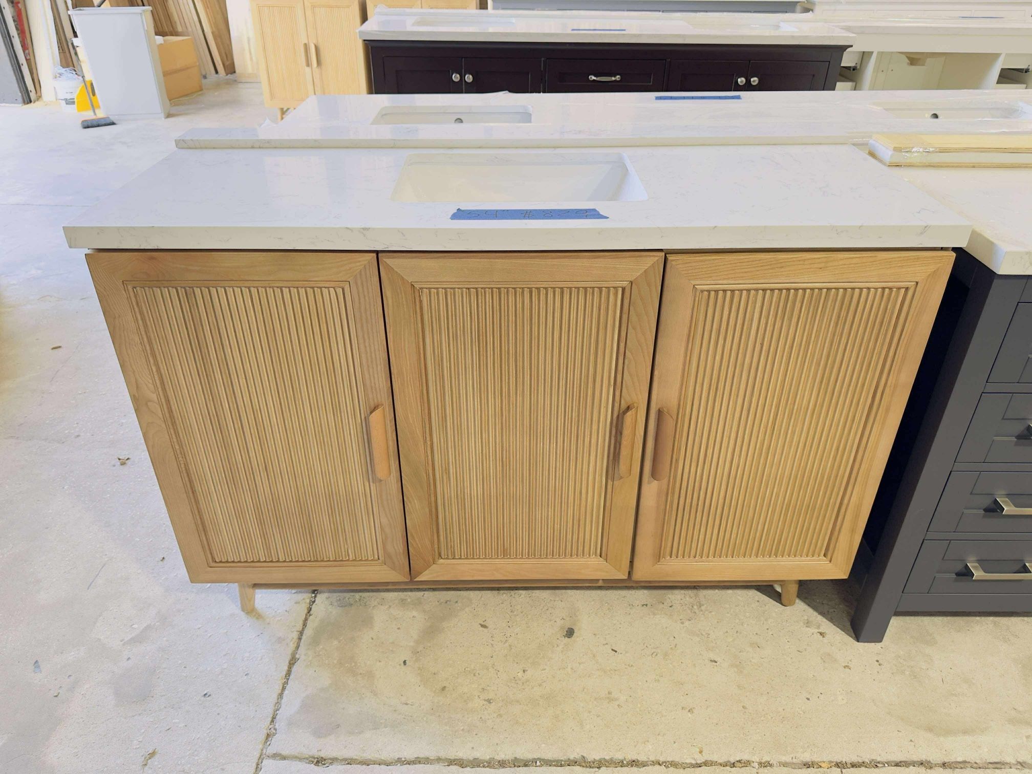 54” Brand New Bathroom Vanity in Walnut color, Soft Close Solid Wood with Top in White $829
