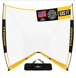 8085: New Lacrosse Goal 6x6x7FT, with Upgrade Square Steel Frame Base, Foldable Lacrosse Goal Net with Carry Bag, Portable Lacrosse Net for Backyard F