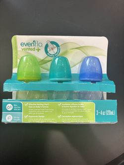 Evenflo Feeding Vented+ Proflo Baby Bottles 3-Pack 4oz BPA-Free Multi-Color