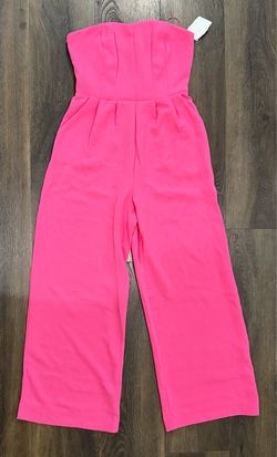 NWT  Hot Pink Strapless Wide-Leg Jumpsuit