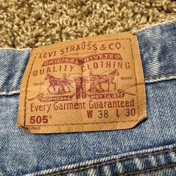 Levi's 505 Regular Fit Straight Leg Jeans Mens Size 38x30 Vintage