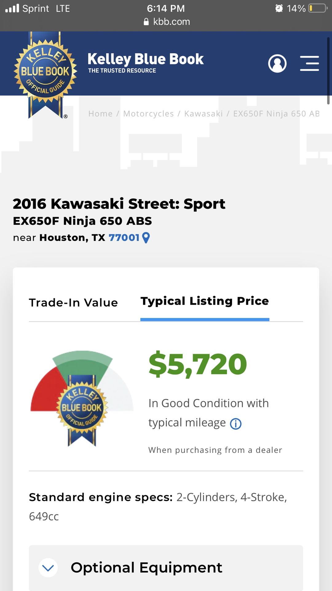 2016 Kawasaki Ninja 650R ABS