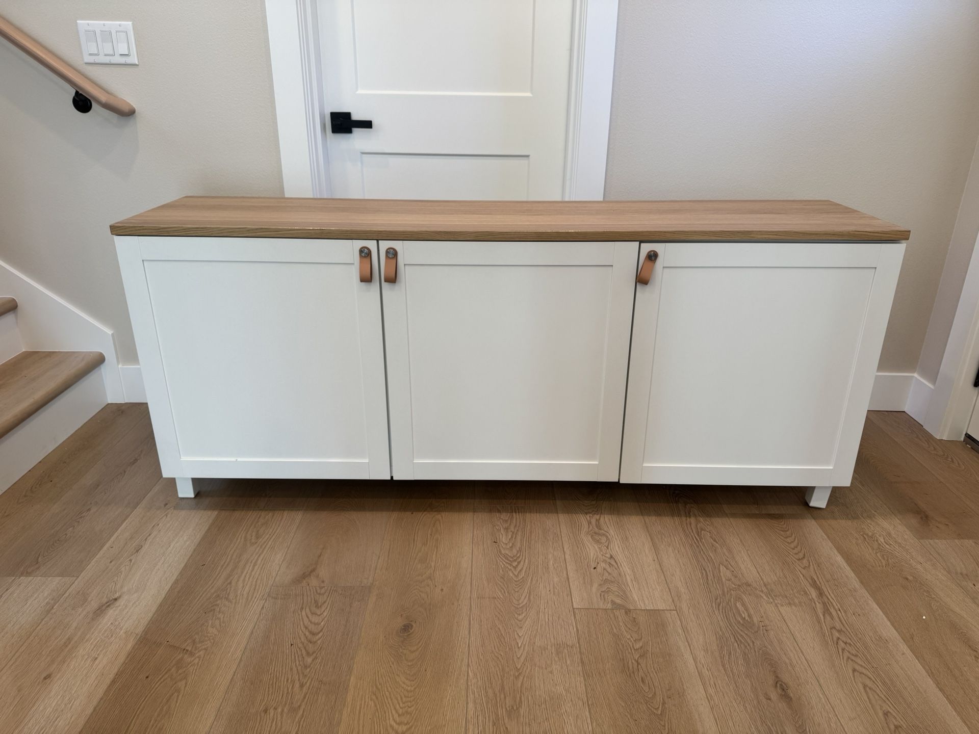 Modern White TV Stand with Open Shelving 