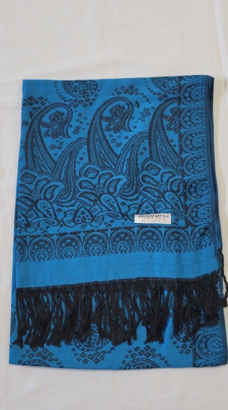 Pashmina Scarf/ Shawl Blue & Black Reversible NEW