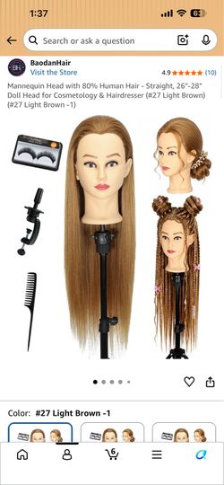 Mannequin Head with 80% Human Hair