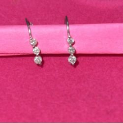 14k White Gold Cluster Drop Diamond Earrings