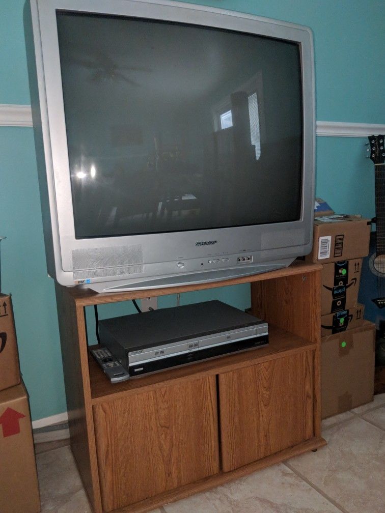 Slim CRT TV with stand