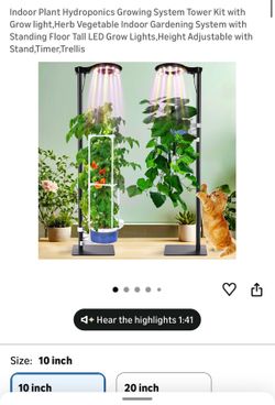 Indoor Hydroponics Growing System Tower Kit LED Grow Light Adjustable Height