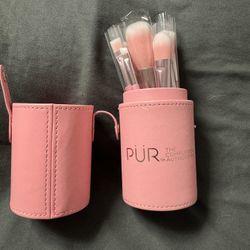 PÜR Pink Makeup Brush Holder AND brushes - BRAND NEW