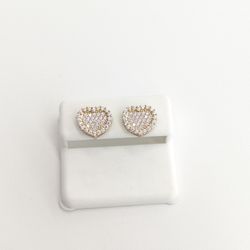 10kt Real Gold Heart Stud Earring 