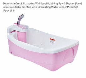 Summer Infant Lil Luxuries Whirlpool Bubbling Spa & Shower (Blue) - Luxurious Baby Bathtub with Circulating Water Jets