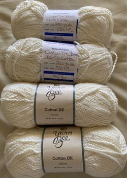 4 Yarn Bee Cotton DK white crochet knit