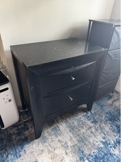 Black Drawer Nightstand / Bedside Table