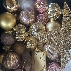 Pink And Gold Christmas Bulbs 
