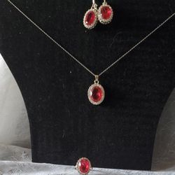 Jewelry Set, Necklace, Earings & Ring Size 8