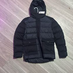 Brand New With Tag Reiss Graydon Hooded Quilted Jacket Navy Large MSRP $620 