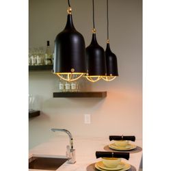 Single Pendant Light In Black And Gold