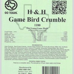 H&H Soy/Corn Free Gamebird Feed 20lb bag