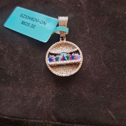 925 silver moissanite  pendant last supper 1.02 ctw vvs d color