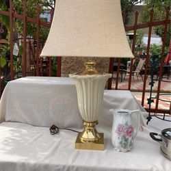 Antique Porcelain & Brass Table Lamp 
