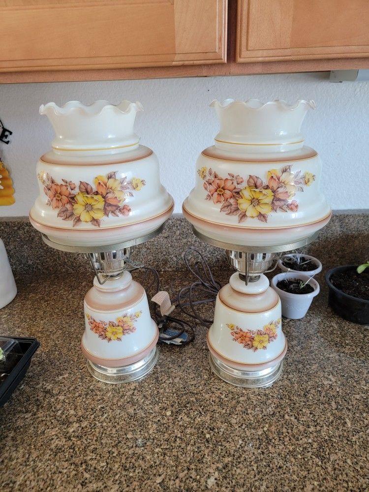 2 Vintage Antique Lamps Lights