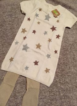 NWT 3T Cream Gold Silver Sweater Dress
