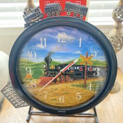 Vintage Antique TELTIME ANIMATED RAILROAD QUARTZ CLOCK