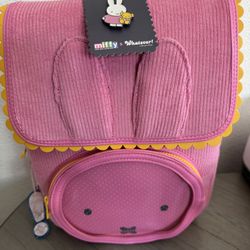 Miffy Corduroy and Faux Leather Pin Trading Backpack