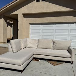  Beige Sectional Sofa Right Side Chaise 