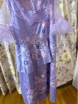 Girls Purple Floral Dress with Sheer Sleeves(Isabela dresses)