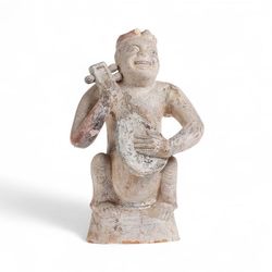 Asian Terracotta Musician with String Instrument