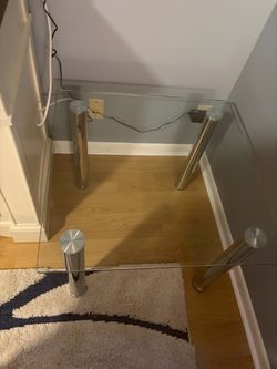 Glass Top  Side Table with Chrome Legs