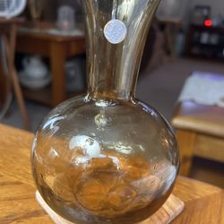Vintage Empoli Amber Glass Vase 6 In.  Made In Italy