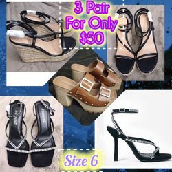 3 Pairs Of Spring And Summer Shoes Size 6