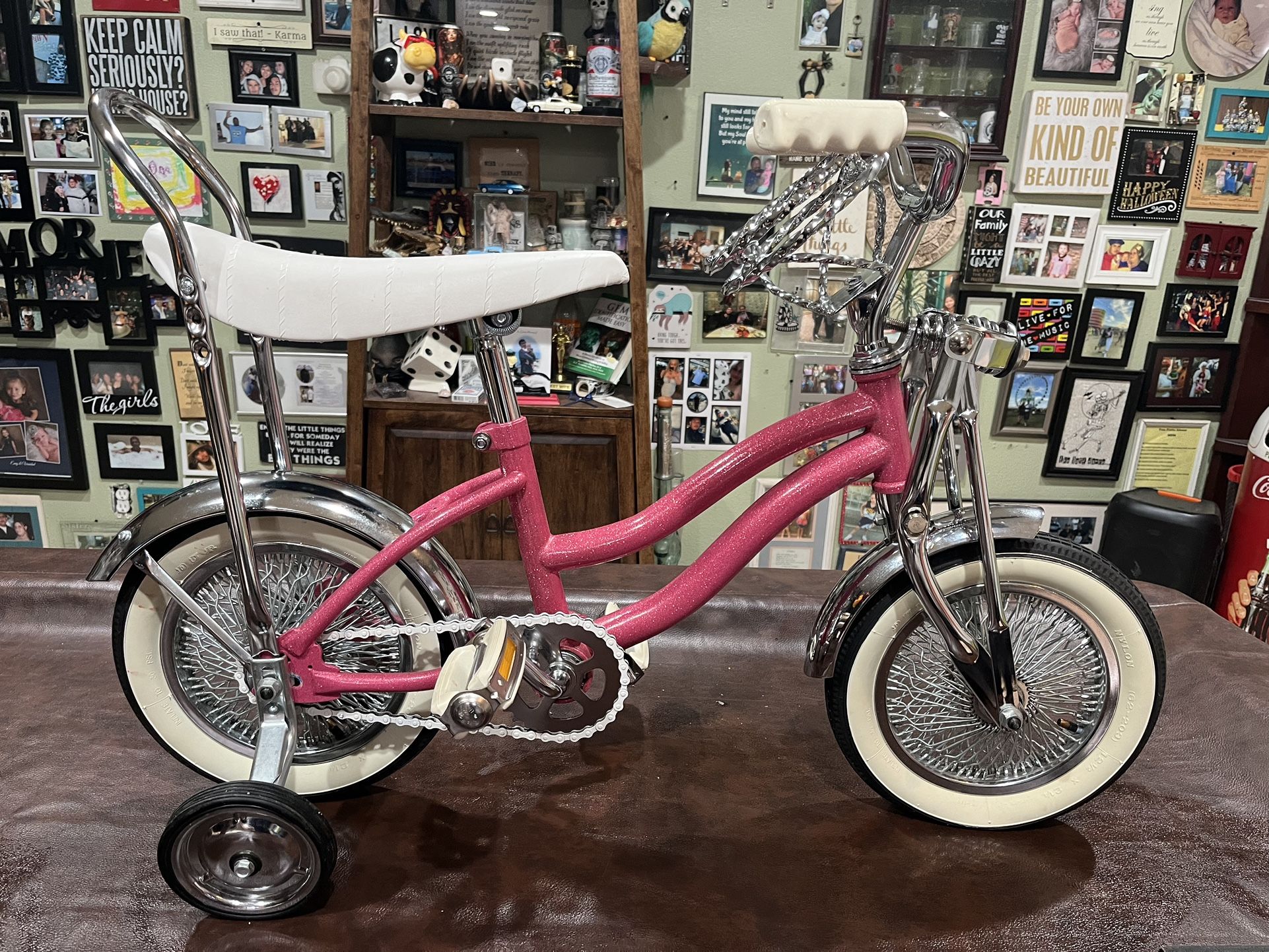 12” Girls Barbie Pink With Flake Low rider Bike with training wheels