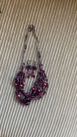 Coldwater creek wine bead necklace and earrings