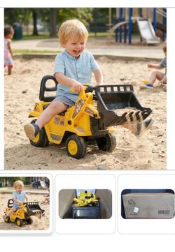 NEW HOMCOM Kids Ride On Excavator Toy Yellow Pull Cart Bulldozer With Bucket