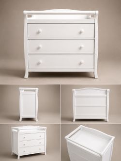 White 3-Drawer Baby Changing Table Dresser
