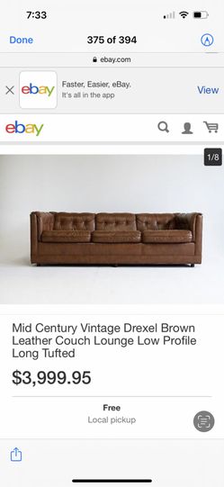 Mid Century Real Leather Couch