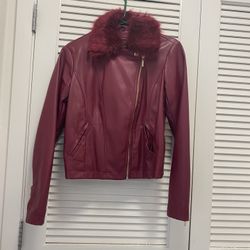 Guess- Women’s Faux Leather Burgundy Jacket
