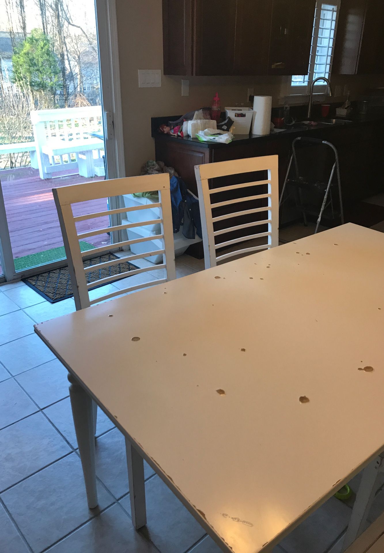 White Extendable Farmers Kitchen Table