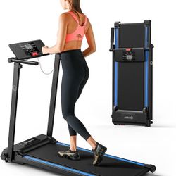 UREVO Folding Treadmill, 2.25HP Foldable Treadmill with 12 HIIT Modes, Compact Mini Treadmill for Home Office, Space Saving Small Treadmill with Large