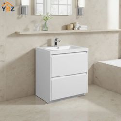 Angela-T 30'' Single Sink Bathroom Vanity with White Countertop in HG.White