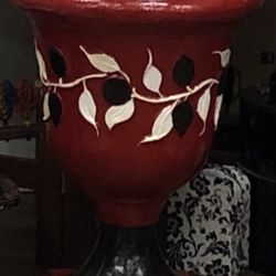 Red Eurocast Fiberglass Planter End Table “Man cave” Georgia Bulldog Colors