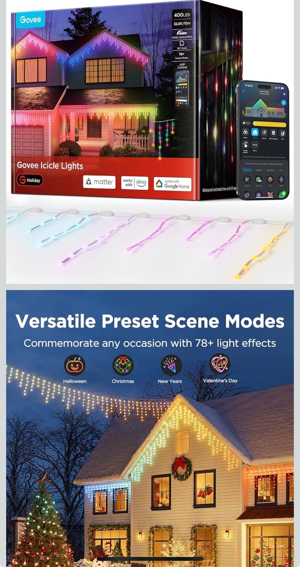 35 Ft Govee Icicle Lights Smart Lights