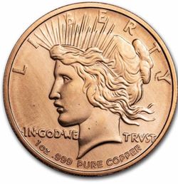 1 oz Copper Peace Round Bullion