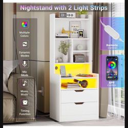 Night Stand With Charger And Lights