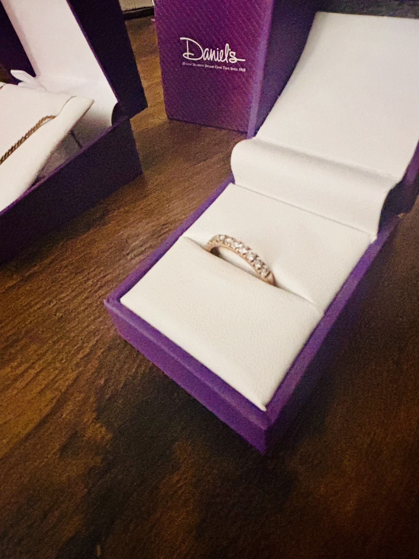 Rose Gold Wedding Band With Diamonds + Rose Gold Necklace