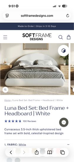 Luna Modern Soft Bed Frame + Headboard - Queen